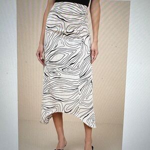 Lulu's Cream and Black Zebra-Print Asymmetric Midi Skirt